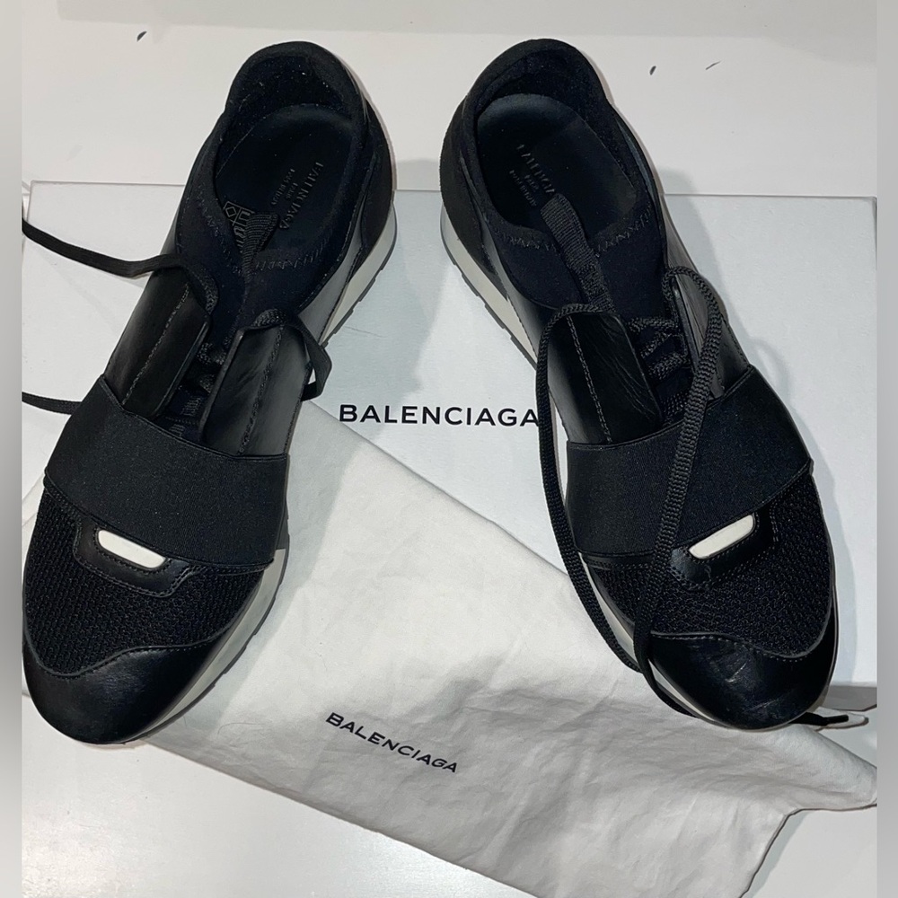 Balenciaga Black and White Athletic Shoes